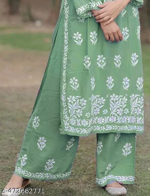 Chikankari Suit Green