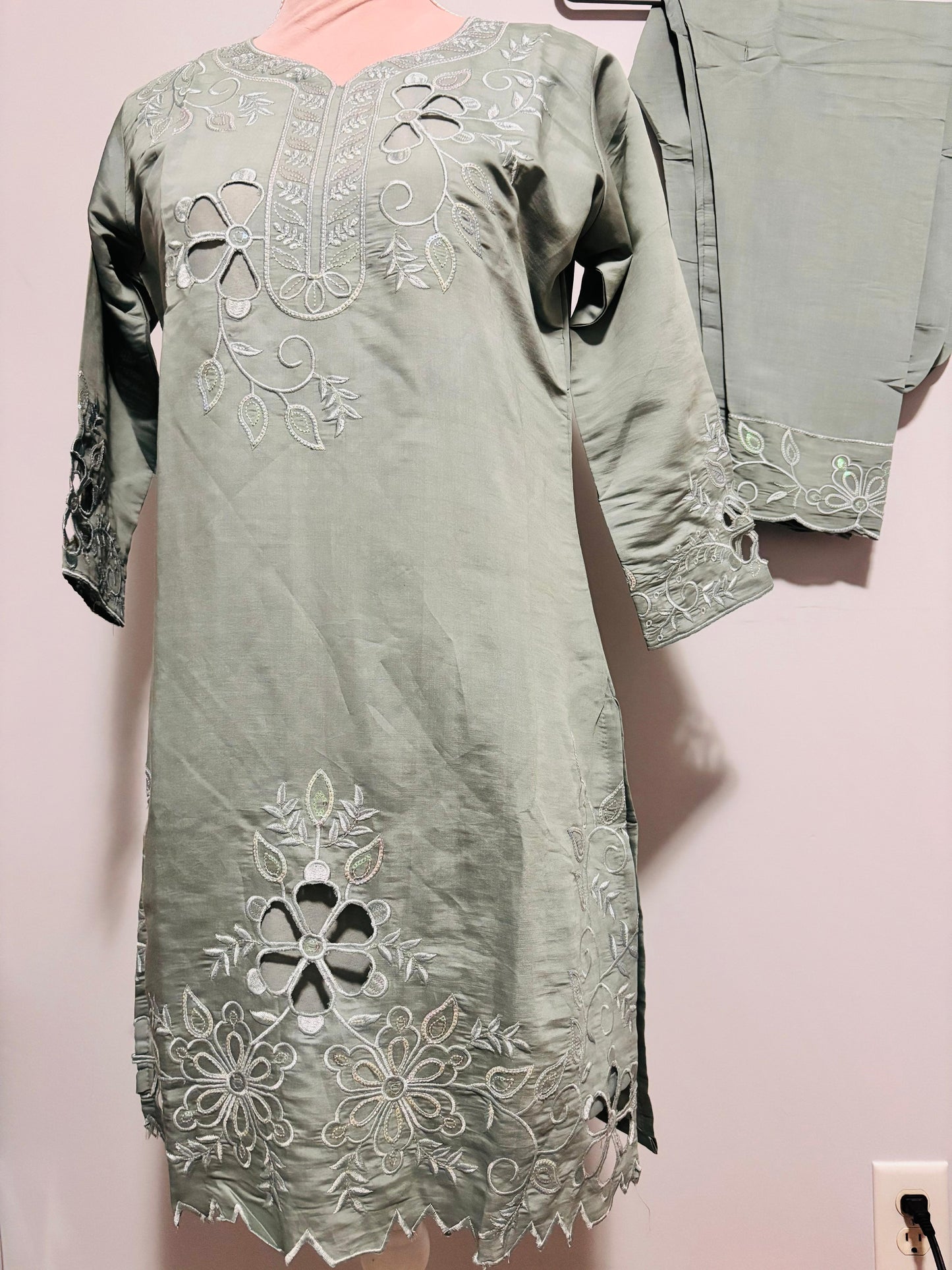 Cutwork & Embroidered Coord Set