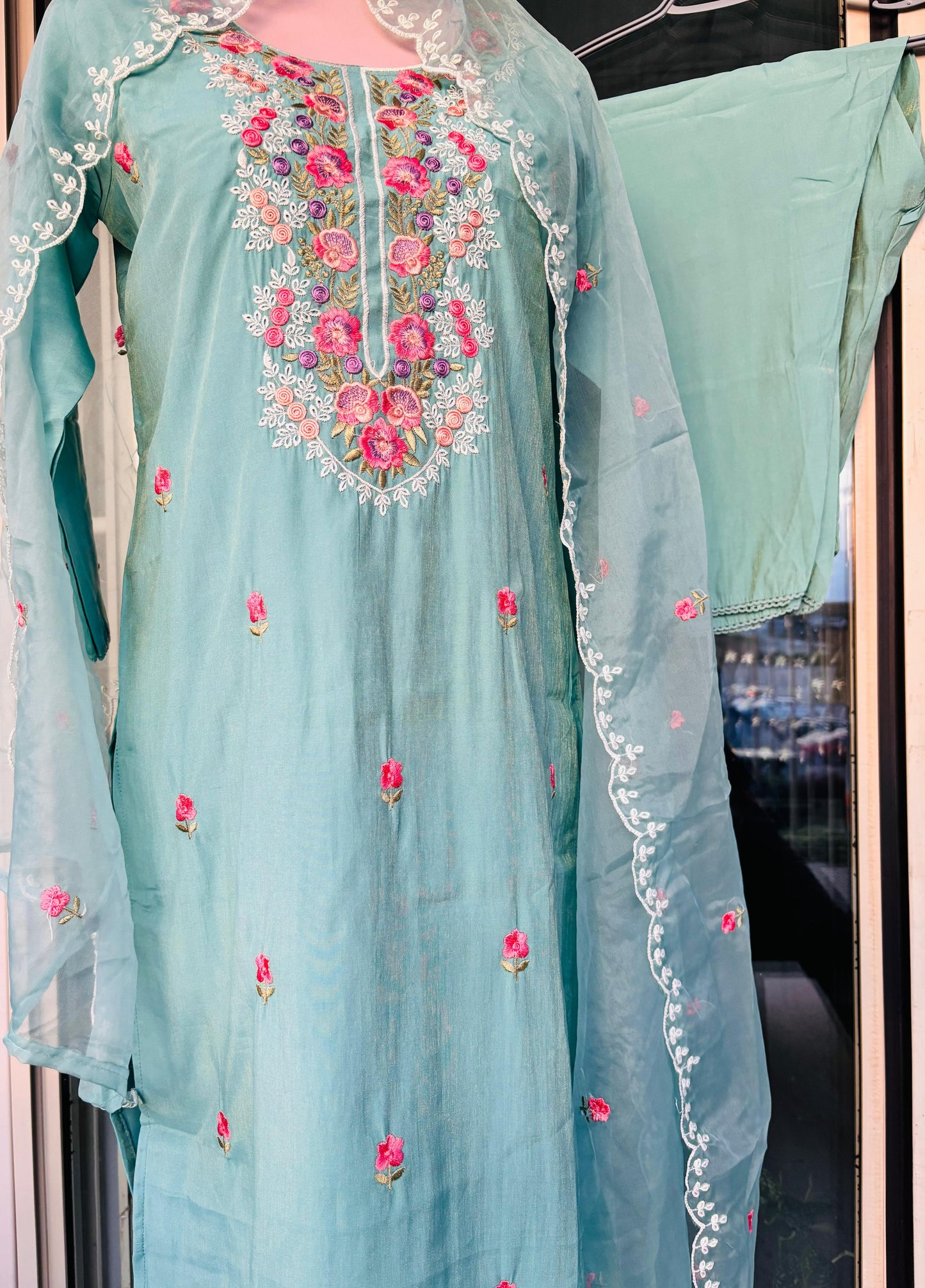 Embroidered Silk Suit