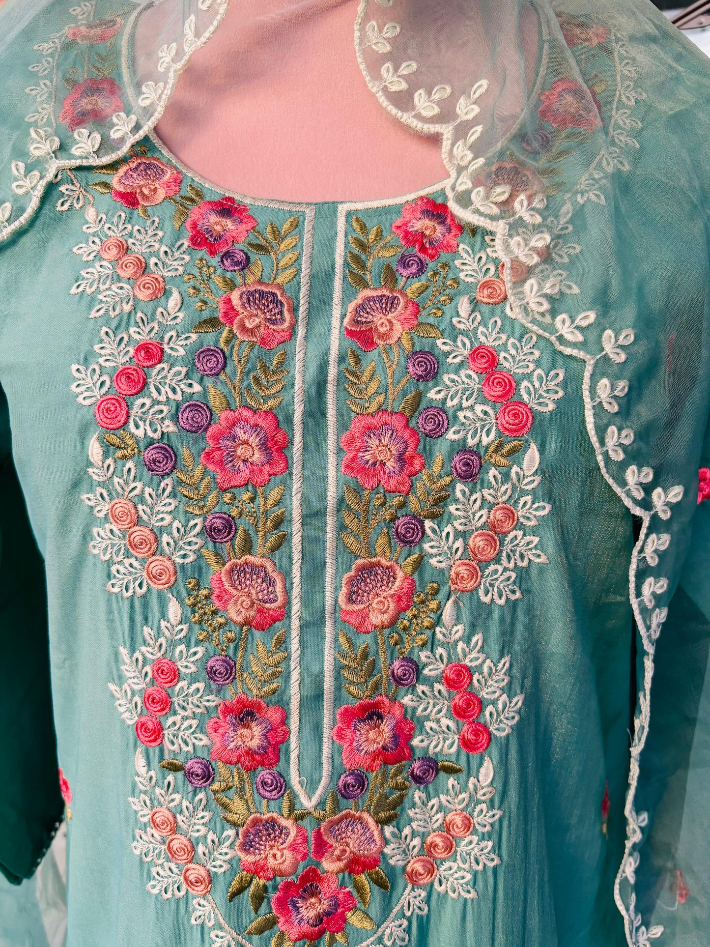 Embroidered Silk Suit