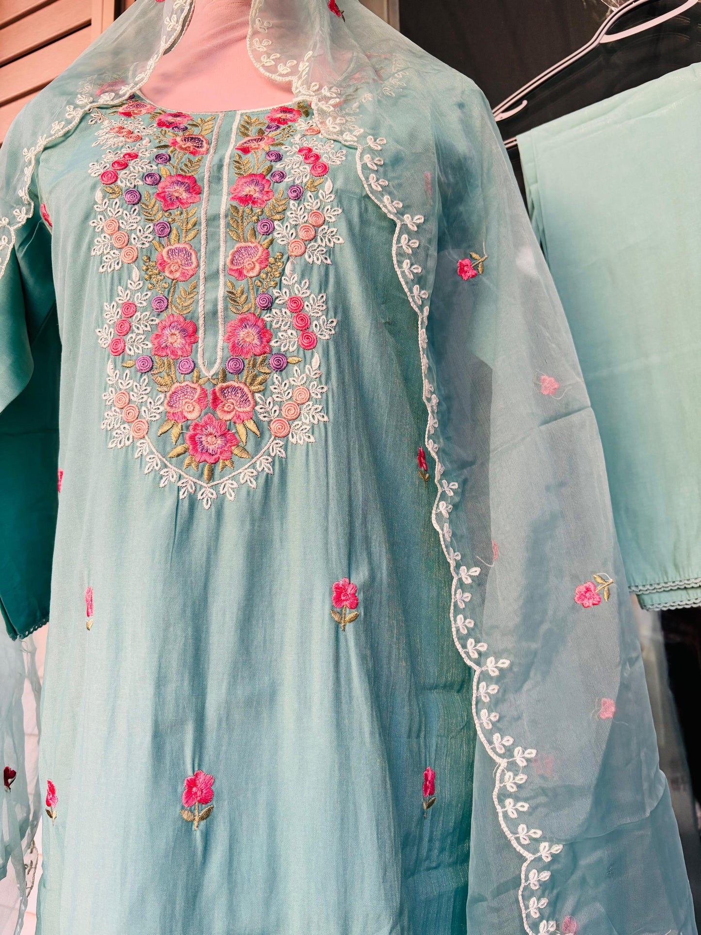 Embroidered Silk Suit
