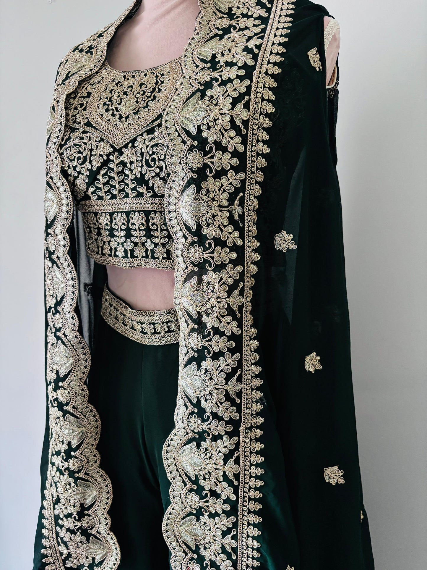 3-Piece Partywear Embroidered Dress