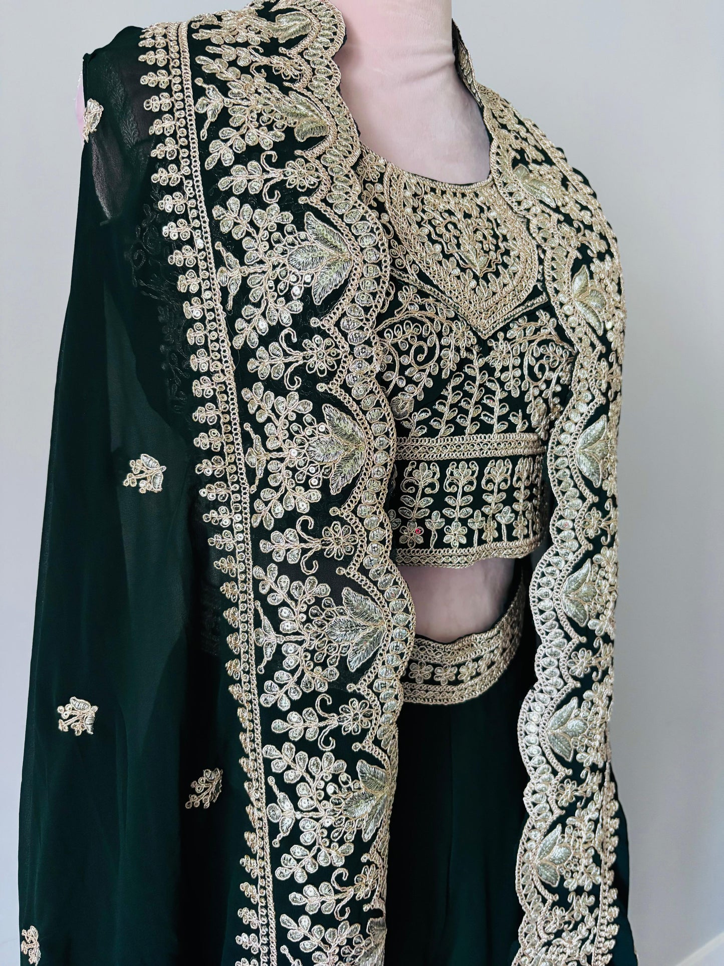 3-Piece Partywear Embroidered Dress
