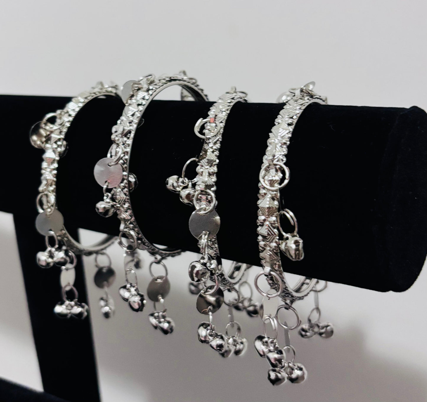 2 Piece Silver Bangles with Ghungru