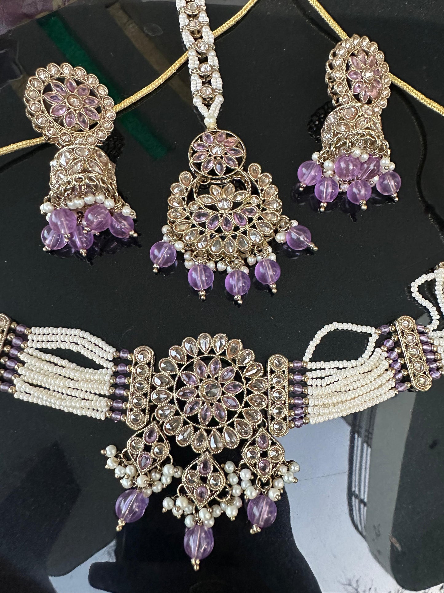 Purple Choker set with Tikka