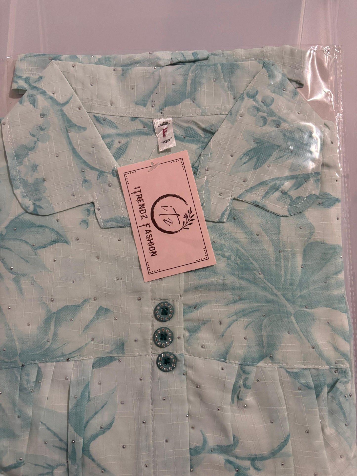 Floral Pleated Shirt with beads