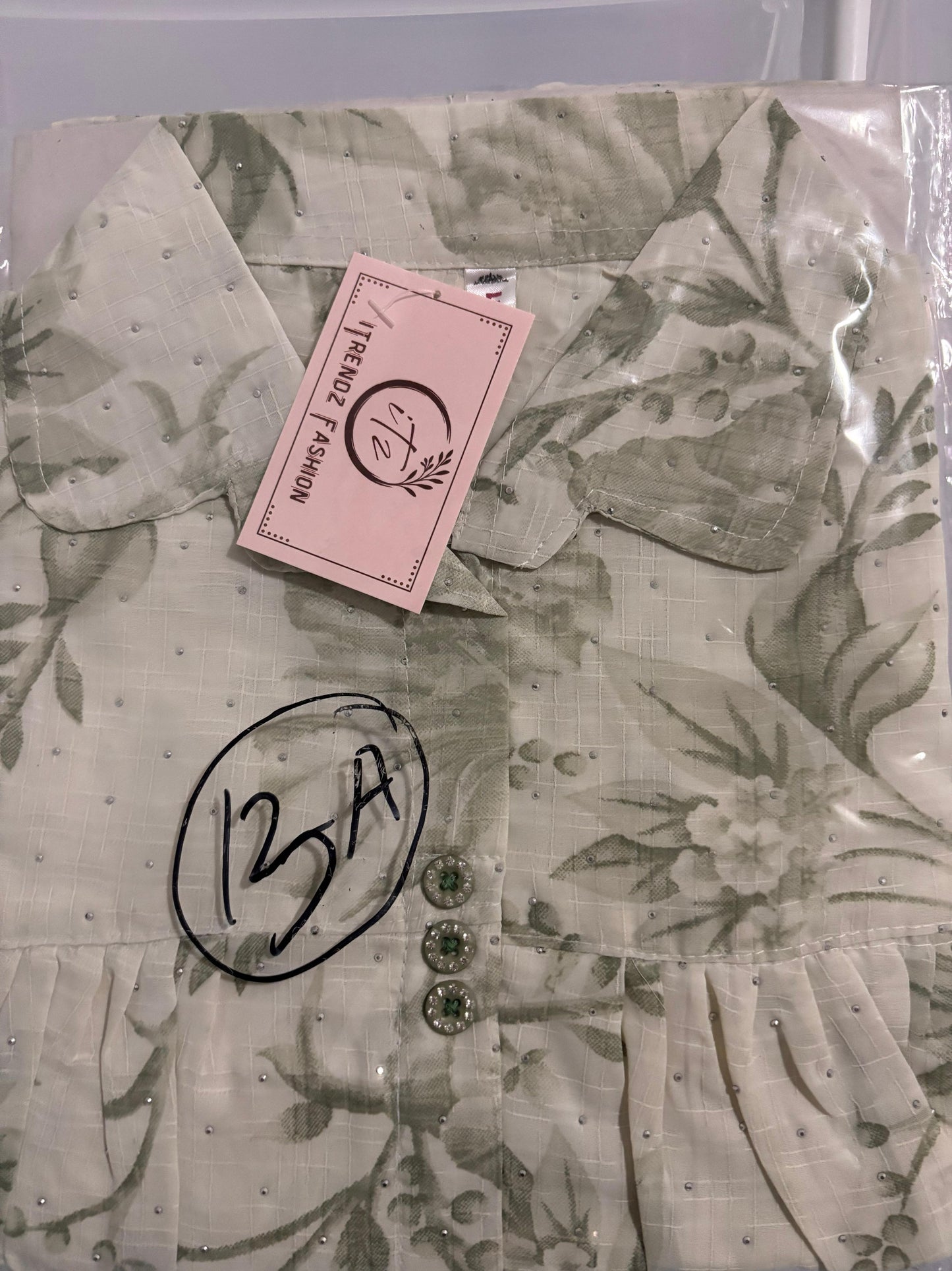Floral Pleated Shirt with beads