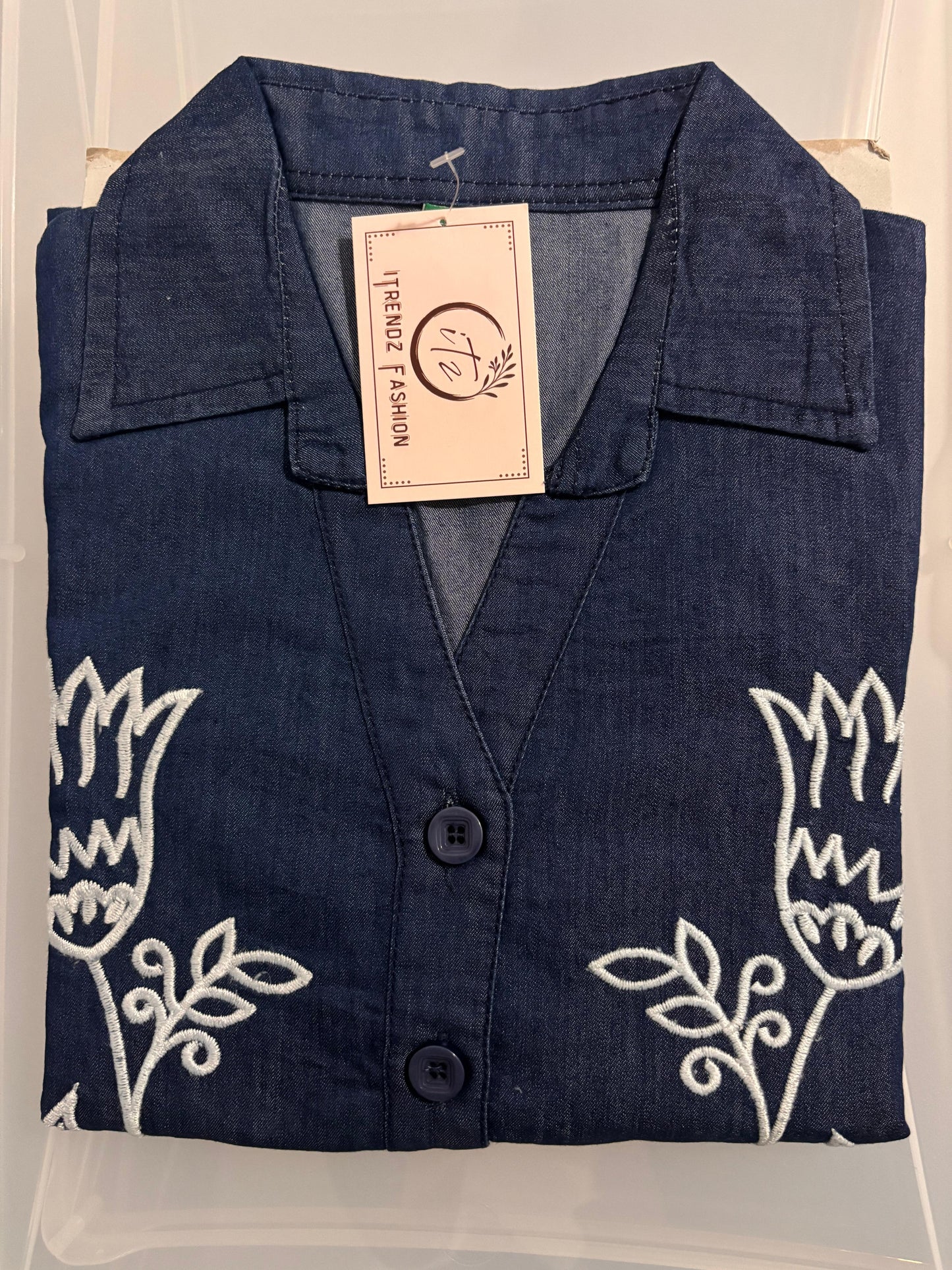 Navy Blue Embroidered shirt