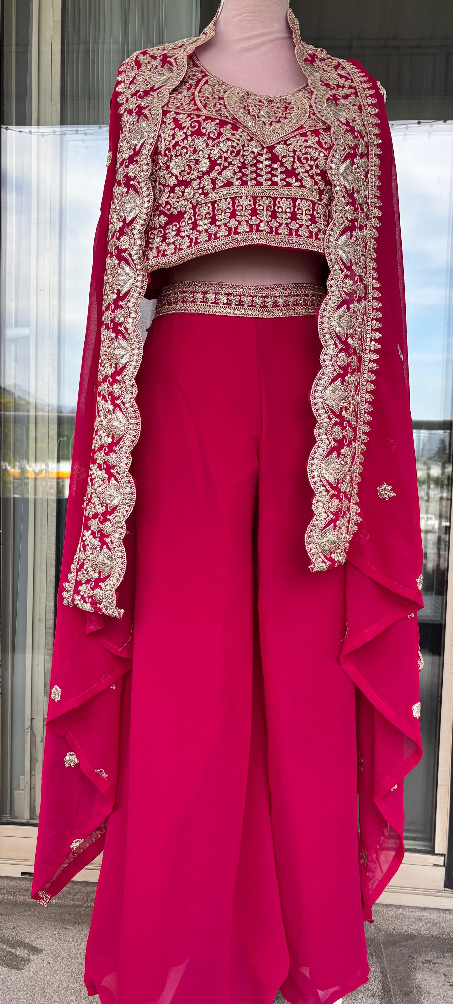 3-Piece Partywear Embroidered Dress
