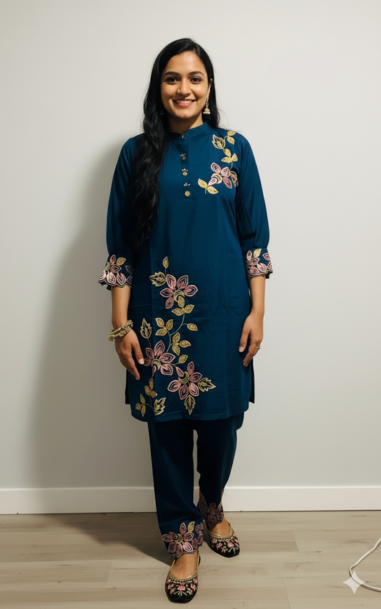 Blue embroidered Coord Set