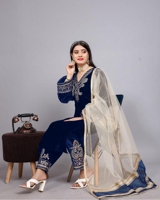 Navy Blue Kurta and Trousers