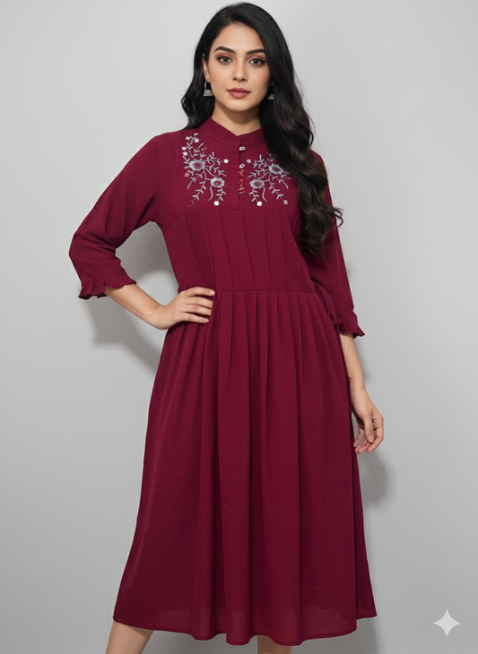 Embroidered Midi Dress