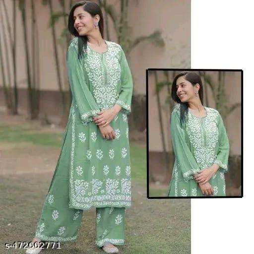 Chikankari Suit Green