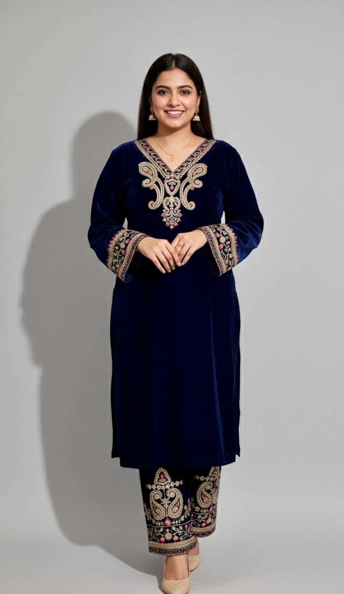 Navy Blue Kurta and Trousers
