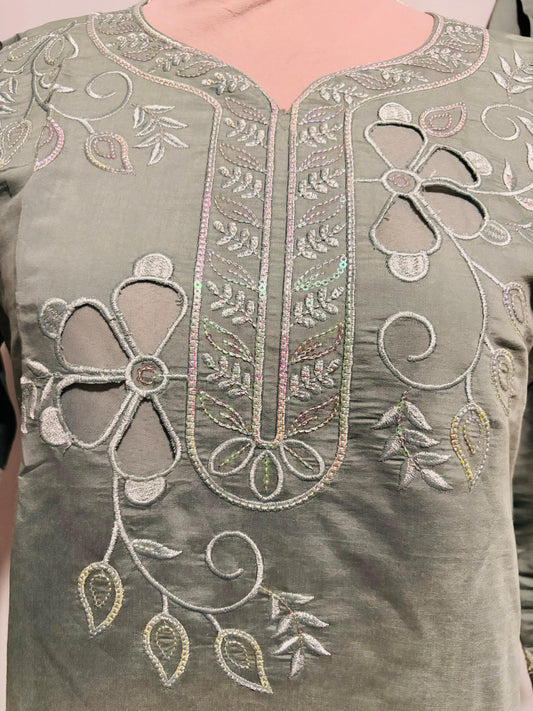 Cutwork & Embroidered Coord Set