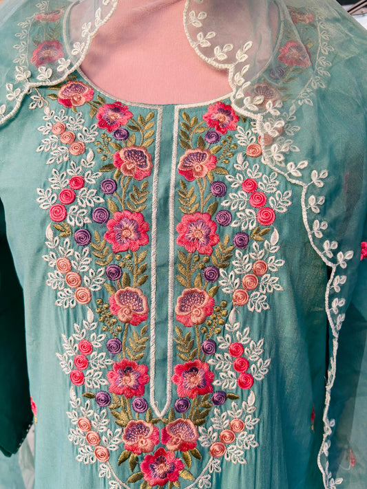 Embroidered Silk Suit
