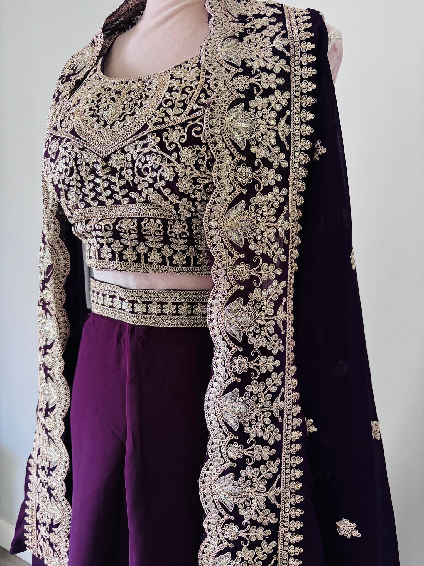 3-Piece Partywear Embroidered Dress