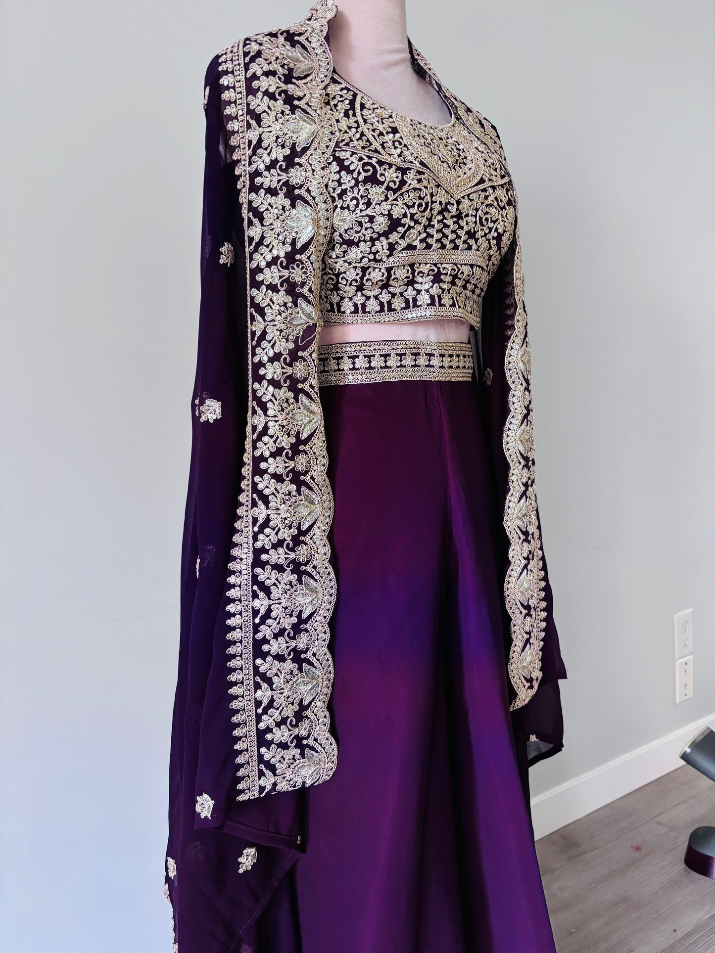 3-Piece Partywear Embroidered Dress
