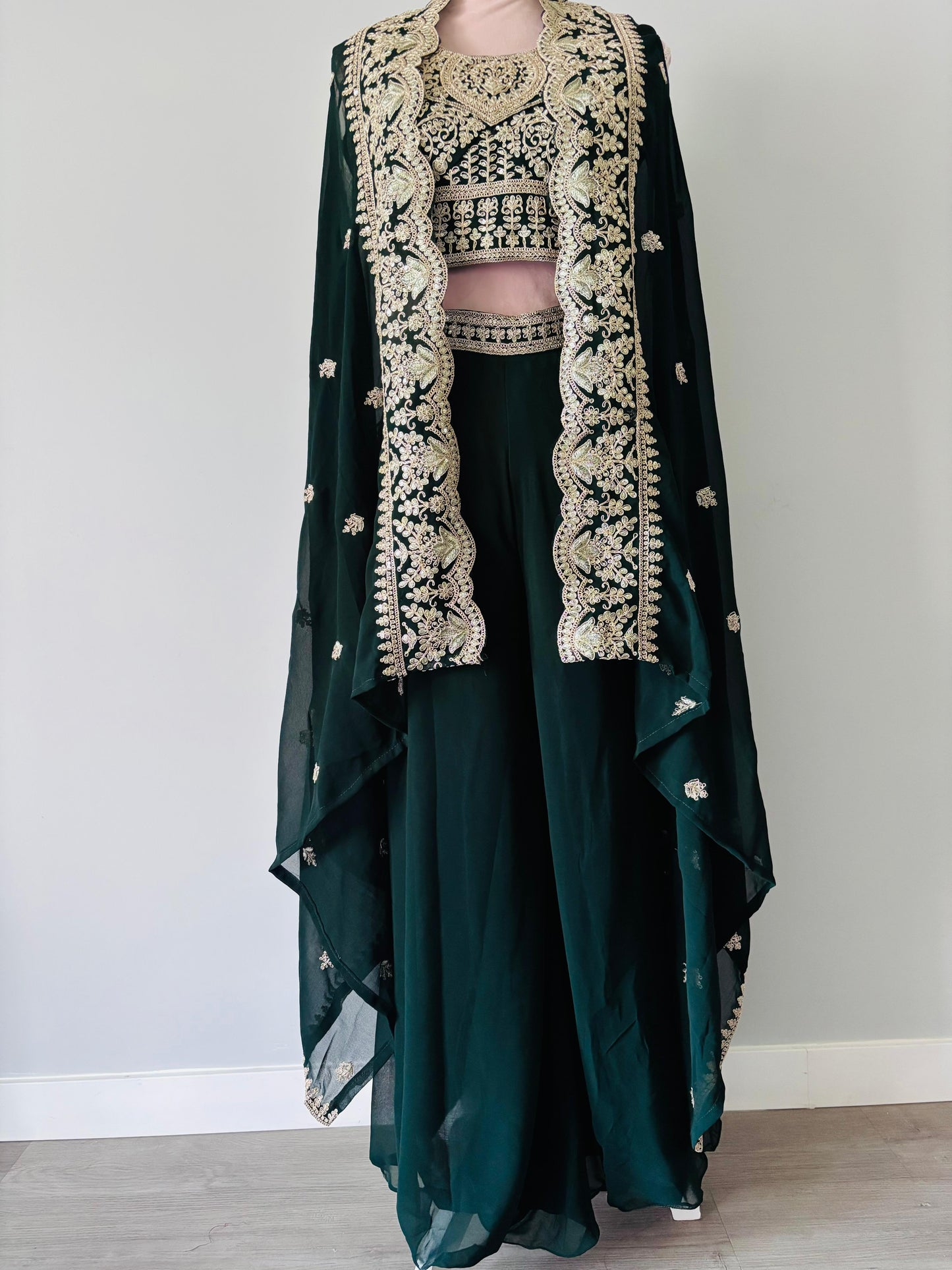 3-Piece Partywear Embroidered Dress
