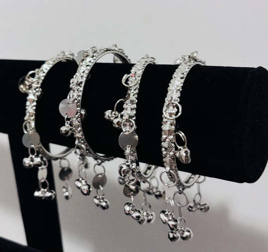 2 Piece Silver Bangles with Ghungru