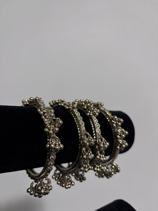 Oxidised Dangling Charms Bangles - 2 Piece