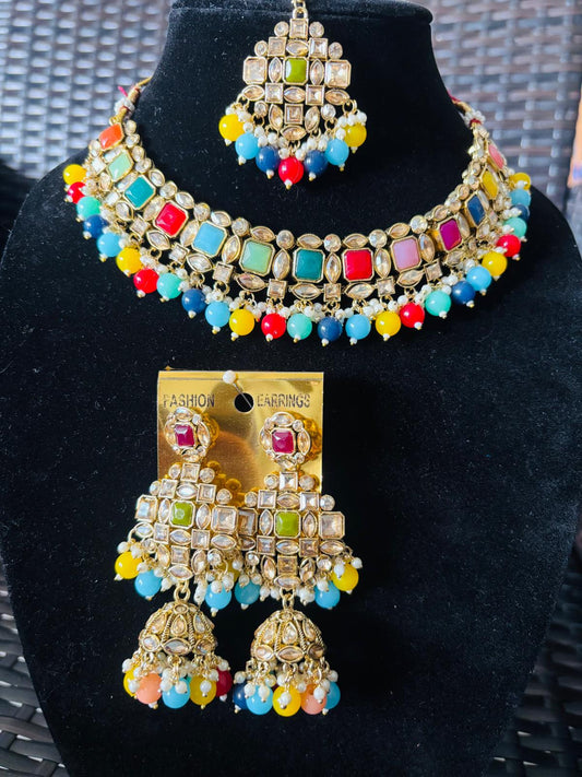 Multicolor Kundan Jewelry Set