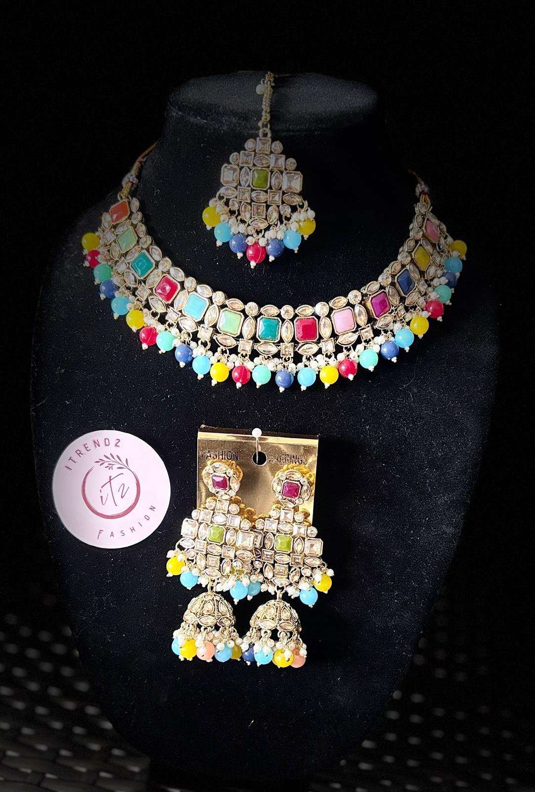 Multicolor Kundan Jewelry Set