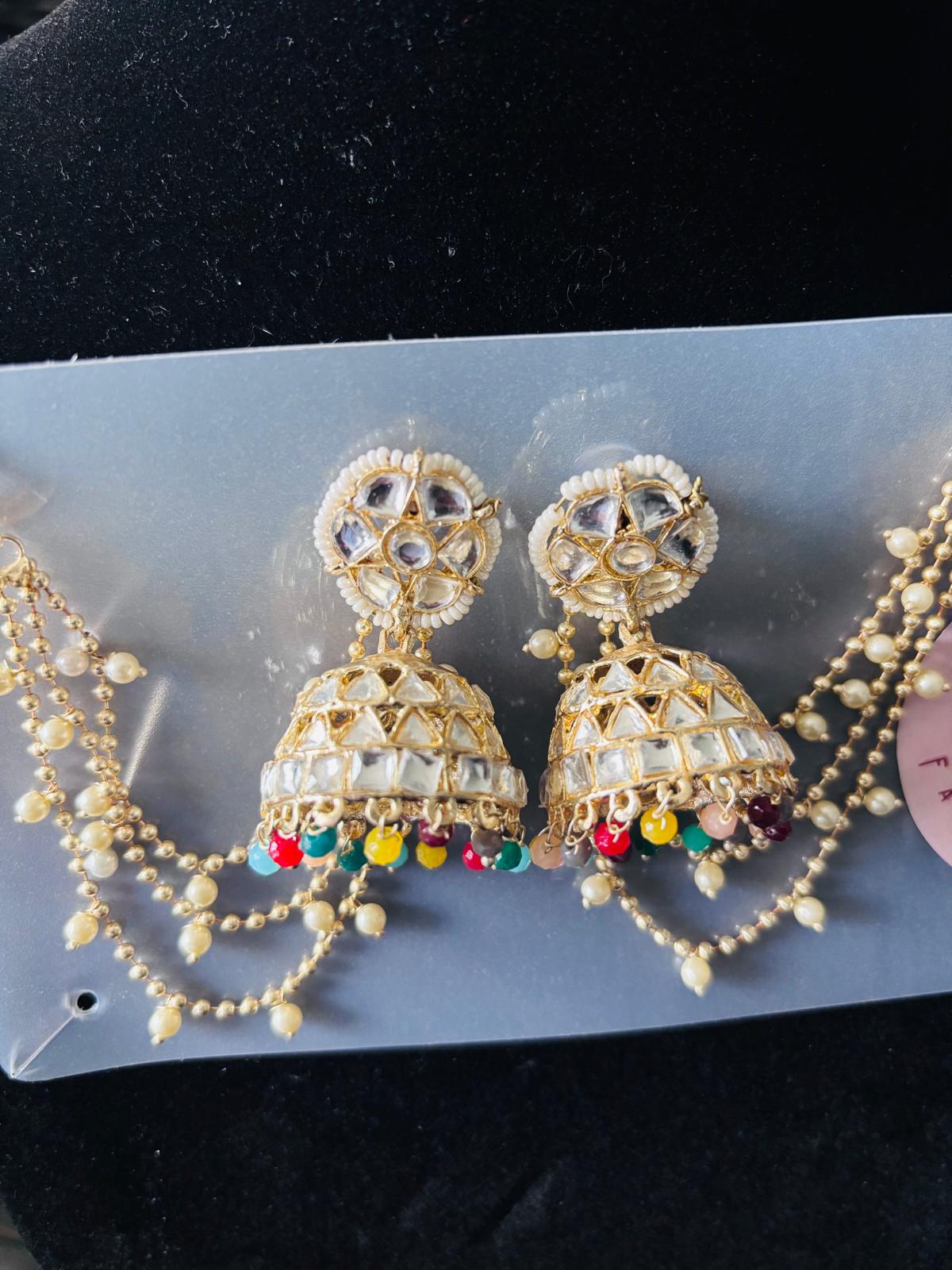 Jhumki Earrings with Ear Chain