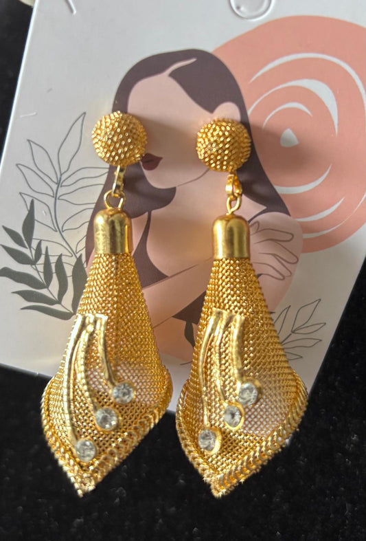 Mesh Style Gold Earrings