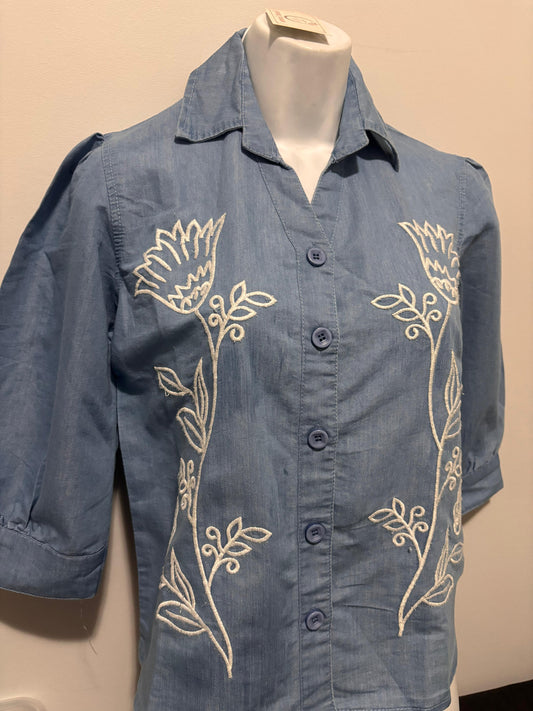 Light Blue Embroidered shirt