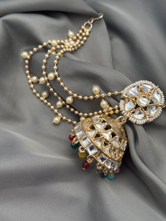 Jhumki Earrings with Ear Chain