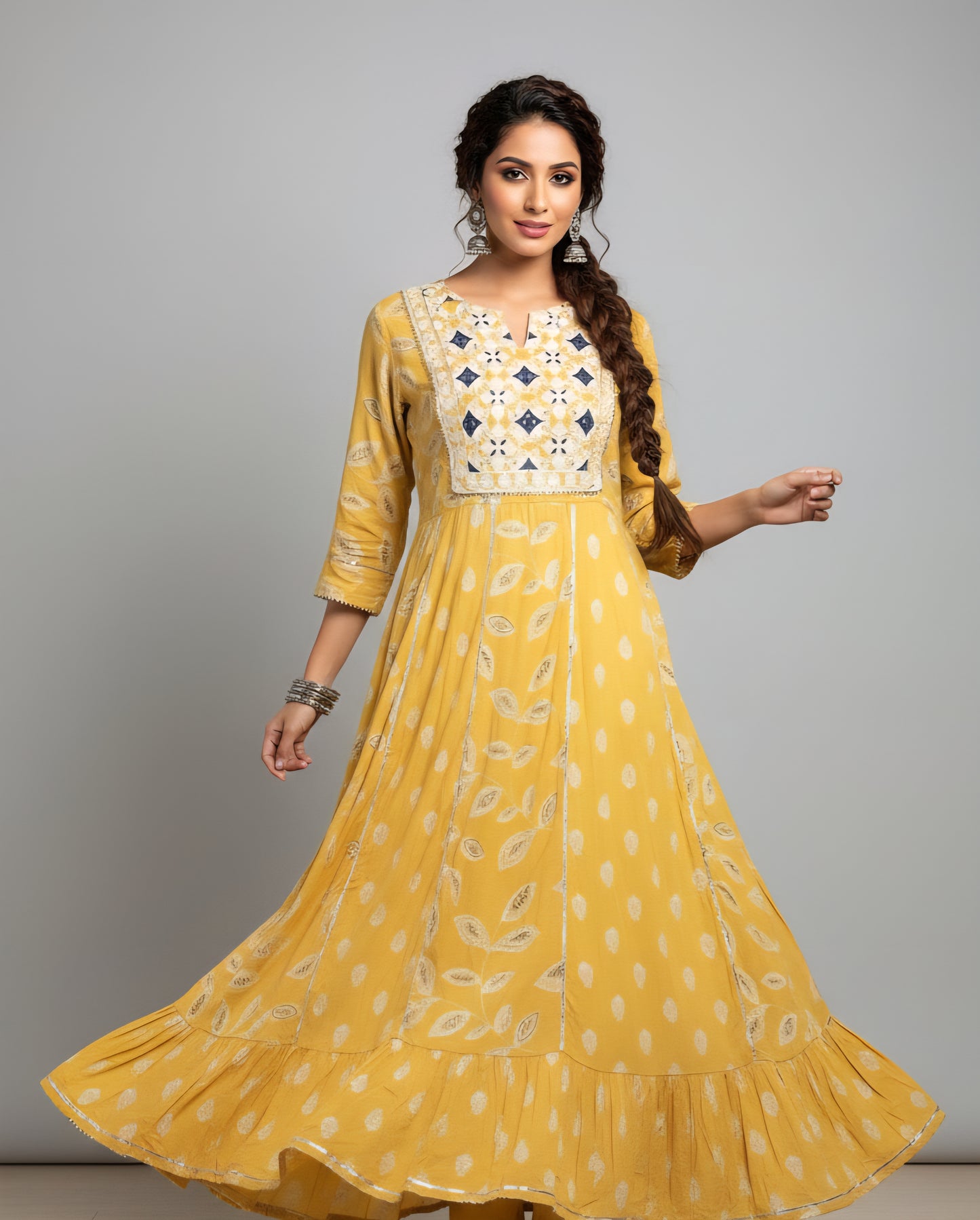 Yellow Dress in Indian Style