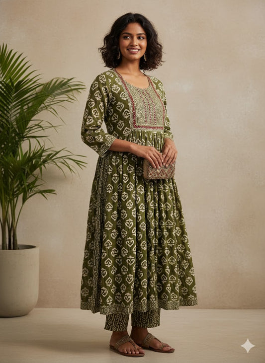 Block Print Kurta with Bottom