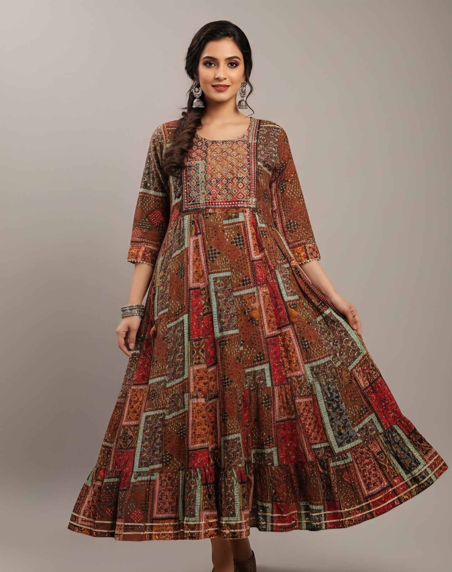 Block Print Maxi Dress